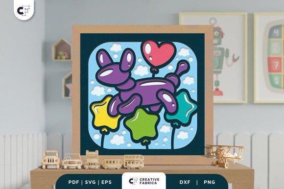 3D Paper Cut SVG Balloon Dog