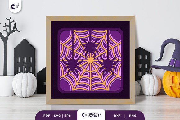 3D Spider Web Layered Paper Cut SVG