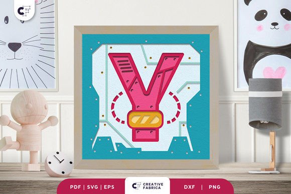 Alphabet Robot Letter Y 3D Shadow Box