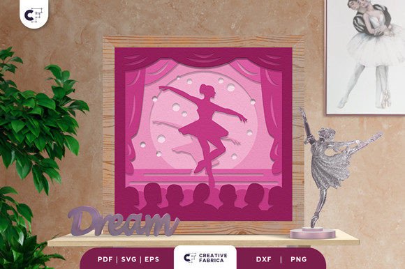 Ballet Dancer Paper Cut Light Box SVG