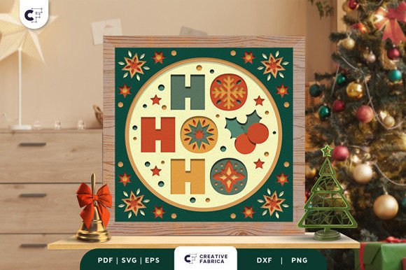 Christmas HOHOHO Sign 3D Shadow Box SVG