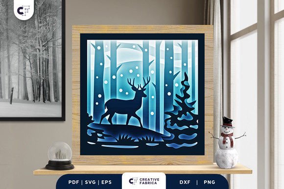 Deer Winter Forest 3D Shadow Box SVG: A Magical Way to Celebrate Winter