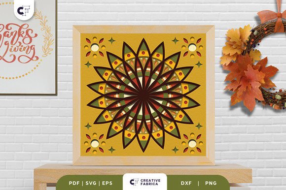 Fall Sunflower Mandala 3D Paper Cut