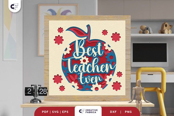 Floral Apple Teacher 3D Paper Cut: A Creative Way to Show Appreciation