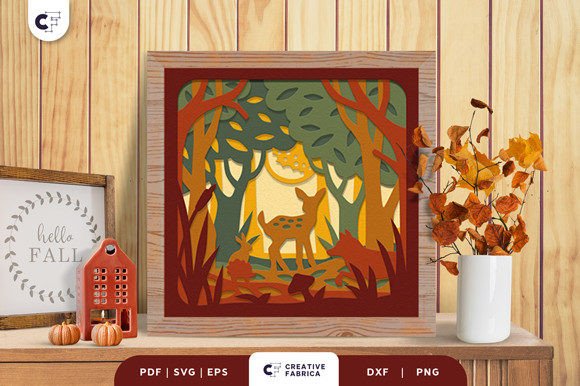 Forest in the Autumn 3D Paper Cut SVG
