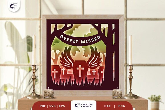 Graveyard Memorial Shadow Box Paper Cut