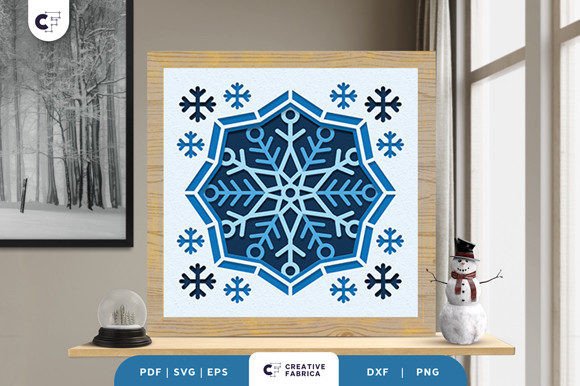Intricate Snowflake 3D Papercut SVG: A Winter Wonderland in Your Home