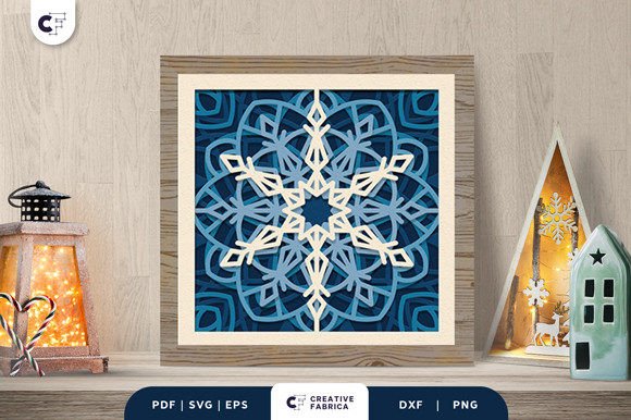 Intricate Snowflake Mandala 3D Light Box: A Winter Wonderland in Your Home