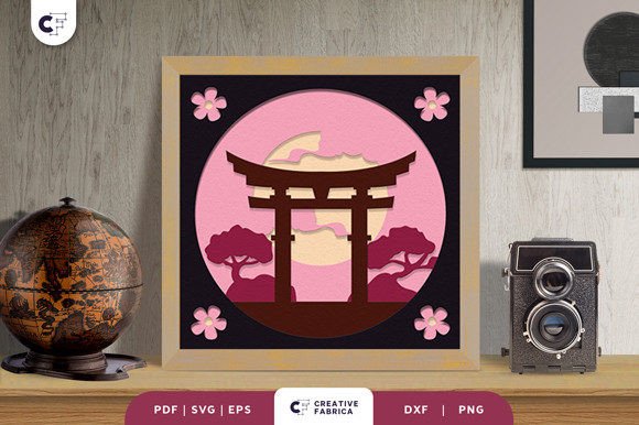 Japanese Torii Gate 3D Shadow Box