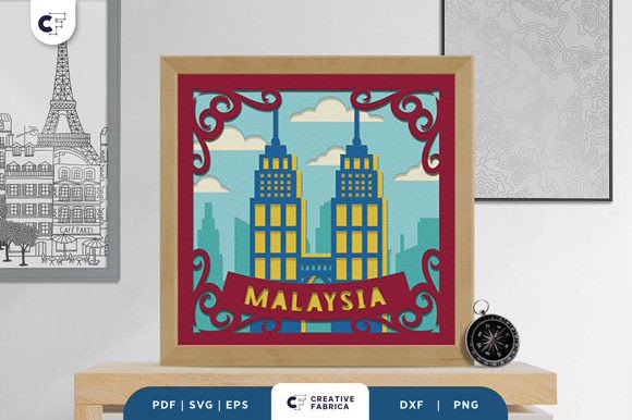 Malaysia Landmark 3D Light Box Paper Cut