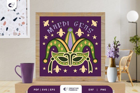 Mardi Gras Carnaval 3D Papercut SVG