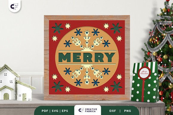 Merry Sign 3D Shadow Box SVG for a Festive Holiday Display