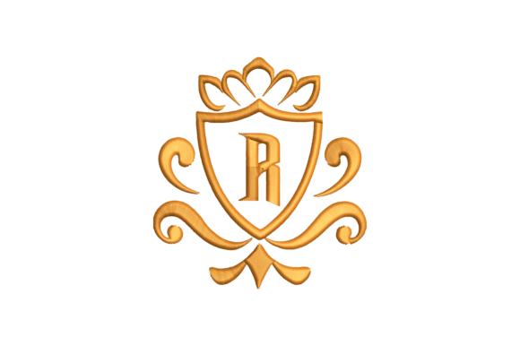 Monogram Letter R: Elegant Wedding Embroidery