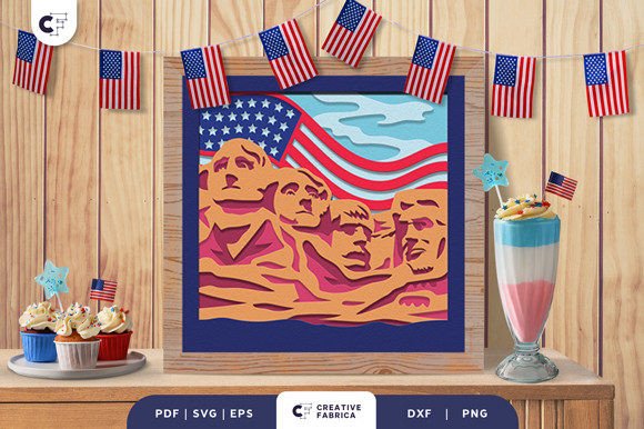 Mount Rushmore 3D Paper Cutting SVG