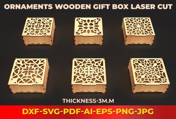 Ornaments Wooden Gift Box Laser Cut 17