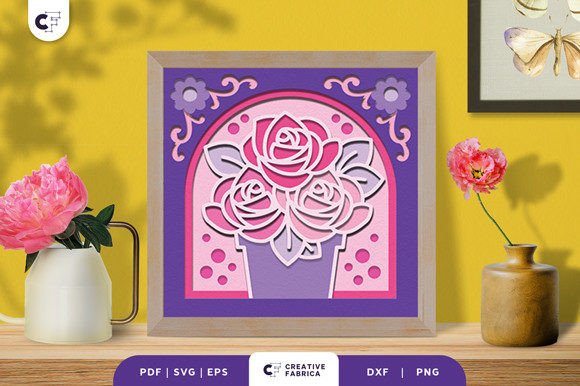 Potted Roses 3D Layered Paper Cut: A Modern Twist on Floral Art