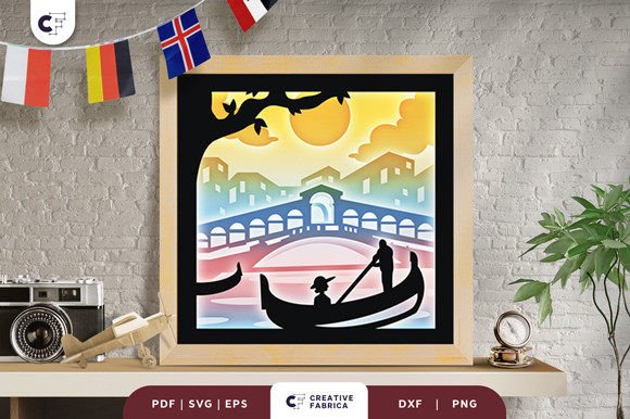 Rialto Bridge Venice 3D Light Box SVG