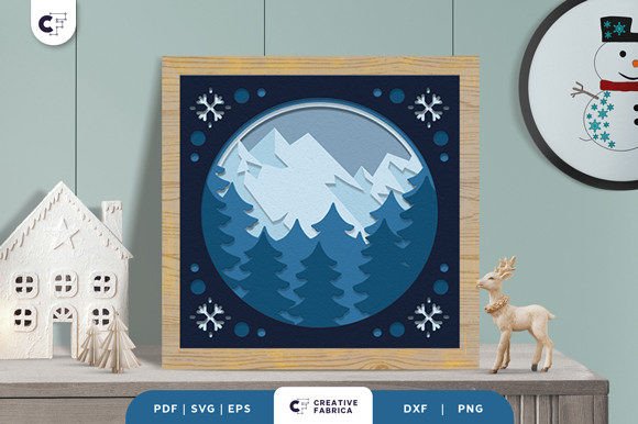 Snowy Pine Forest 3D Shadow Box: A Winter Wonderland in Your Home