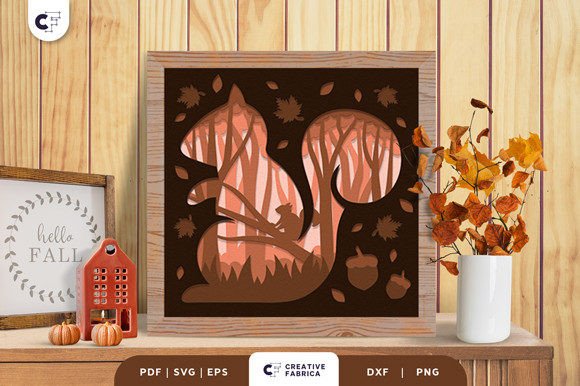 Squirrel in the Fall Forest 3D SVG