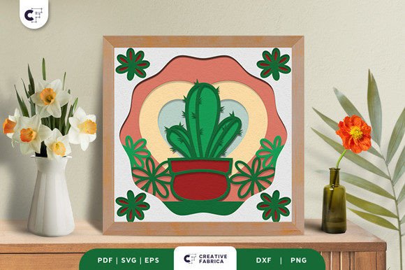 Succulent in a Pot 3D Light Box SVG: A Unique Way to Display Your Greenery