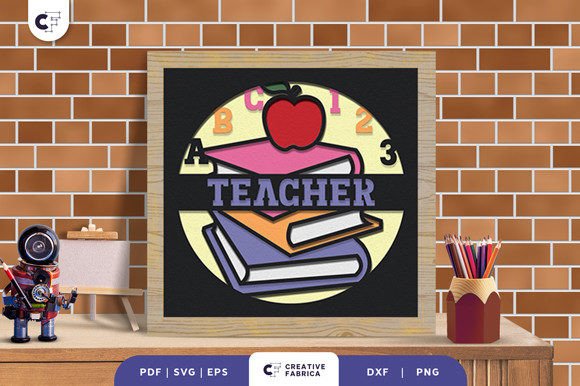 Teacher 3D Layered Paper Cut SVG