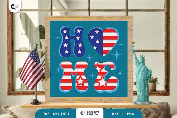 USA Home Sign 3D Light Box SVG