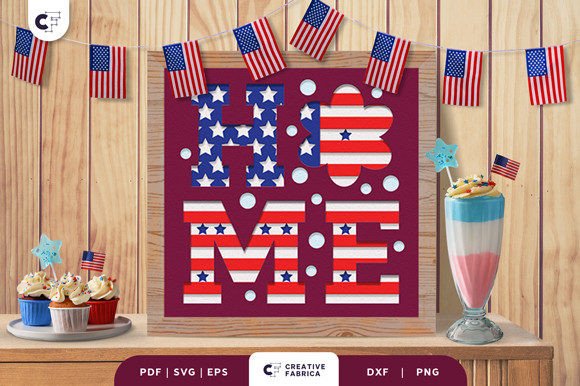 USA Home Sign 3D Shadow Box SVG