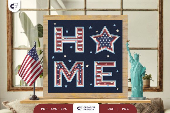 USA Home Sign Paper Cutting SVG