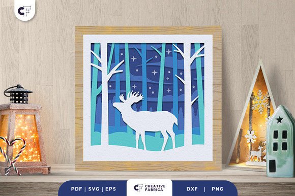 Winter Forest 3D Light Box Papercut