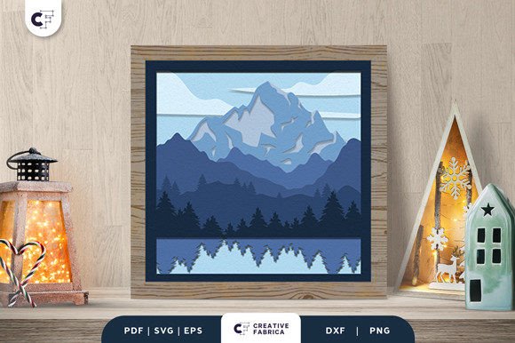 Winter Ice Mountain 3D Paper Cut SVG