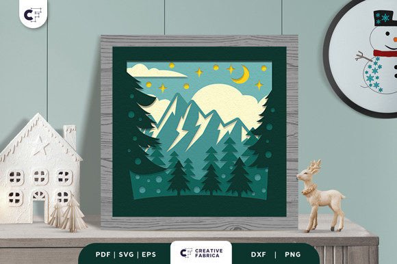 Winter Pine Forest 3D Shadow Box Papercut