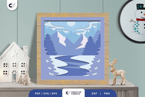 Winter River 3D Layered Paper Cut SVG