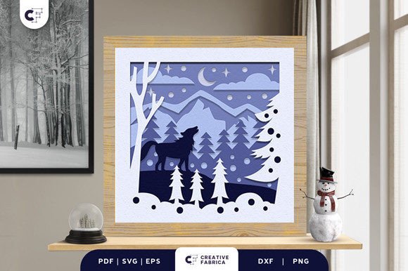 Wolf Winter Forest 3D Paper Cut SVG: A Creative and Cozy Artistic Addition